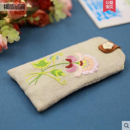 Nuevo bordado hecho a mano DIY bolsa de teléfono móvil de estilo europeo tridimensional bordado material de la tela paquete kit principiante