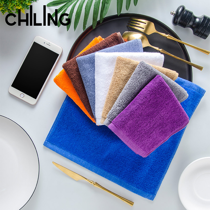 Cotton Four Square Small Towel Hotel Restaurant Kindergarten Cotton Coffee Absorbent Thickened Increase 35