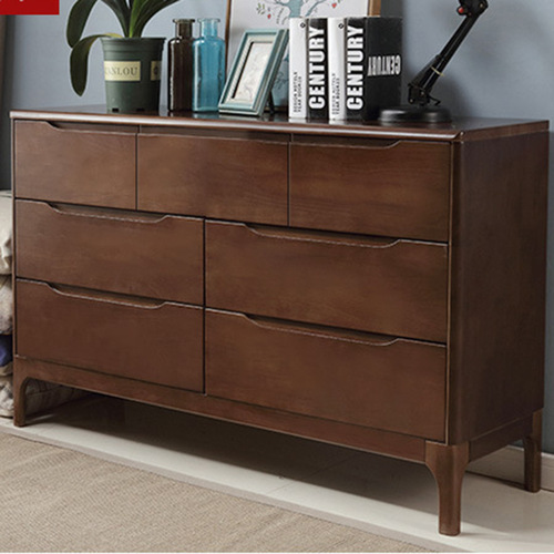 Nordic solid wood chest of drawers, retro simple oak chest of drawers, sideboard, Japanese style six-drawer chest, modern simple chest of drawers