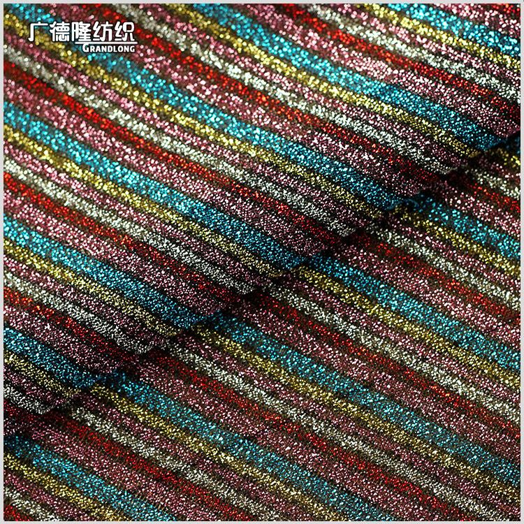 波西米亚民族风闪闪彩虹条纹金银亮丝线布上衣长裙裤子背心配饰布