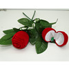 Factory direct selling velvet roses with branches and leaf ring box wholesale proposal ring box