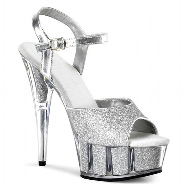 Sandalias de cristal con lentejuelas brillo con hebilla para el rendimiento de la etapa pasarela de moda más tamaño zapatos de mujer 15cm tacones altos