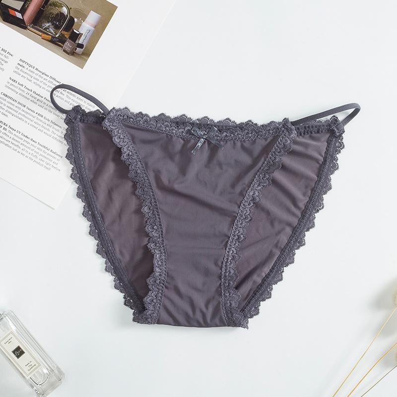 Braguitas de encaje para mujer con entrepierna de algodón puro, tirantes finos de seda helada, cintura baja, bragas finas transpirables sin costuras para mujer joven con entrepierna de algodón puro.
