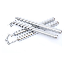 跨境双截棍全钢防滑伸缩不锈钢二合一短棍防身车载武术实战双节棍