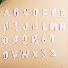 Embroidered patches with white 26 English alphabet letters for clothing decoration, supplementary accessories, and appliqué patches for computers