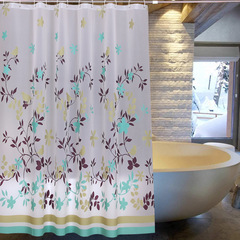 Hotel bathroom shower curtain dormitory bathroom curtain waterproof and mildew-proof coffee tree PEVA shower curtain wholesale hook