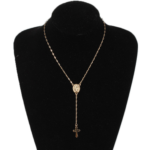 Three-Color Cross Mother Necklace, European and American Women's Fashion Popular Pendant Jewelry