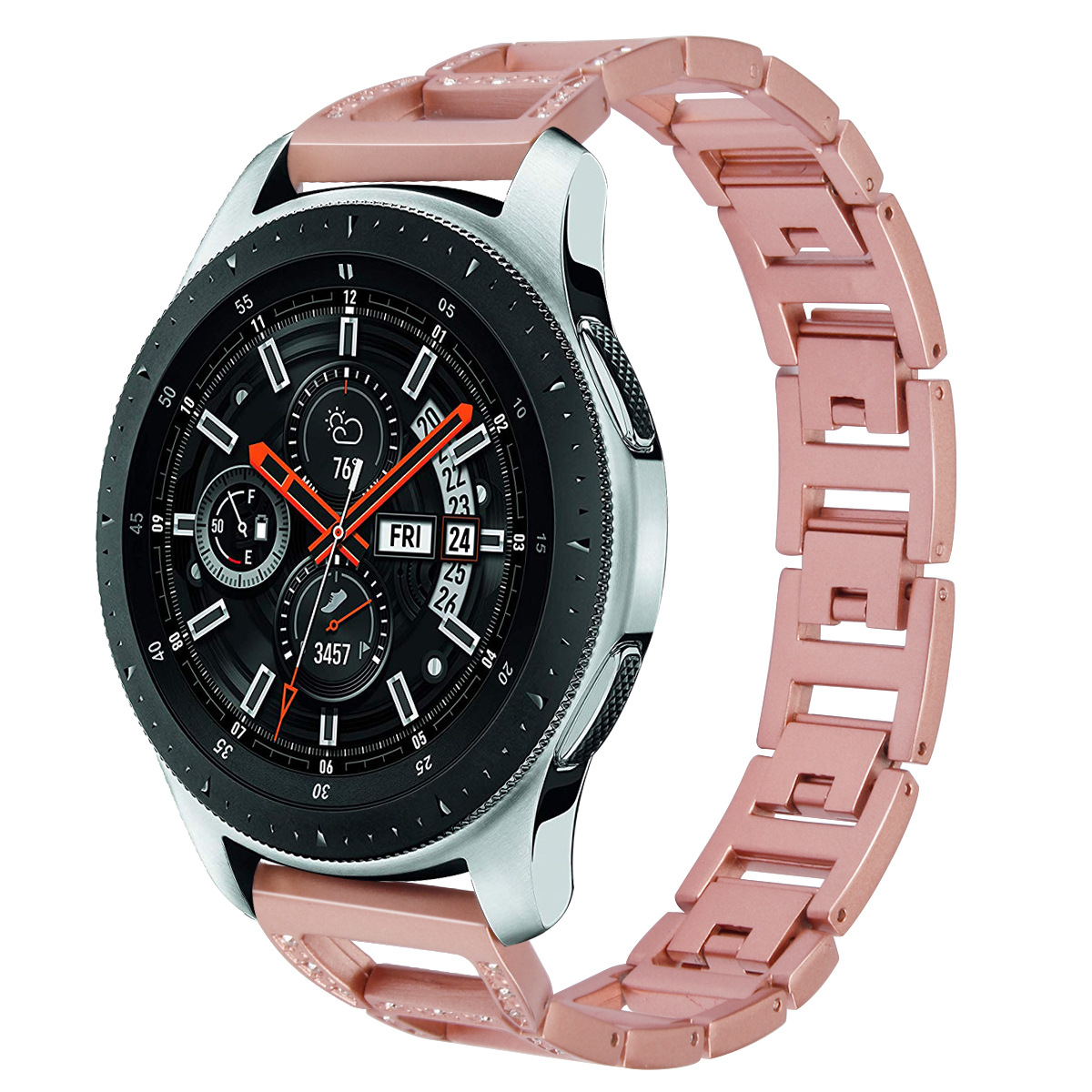适用三星 Galaxy Watch 46mm SM-R800金属不锈钢梯形镶钻链表带