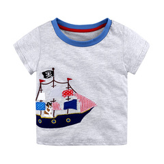 Foreign trade children's clothing wholesale knitted cotton male and female baby short-sleeved T-shirt summer European and American children's tops Alibaba ins trend