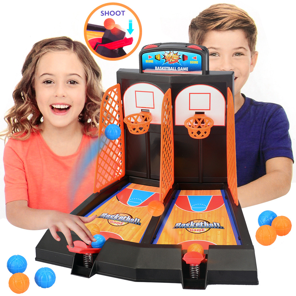 Foreign Trade Toy Basketball Shooting Machine, Two-Player Marble Catapult Tabletop Game, Basketball Battle Board Game Machine, Parent-Child Interactive Educational Toy