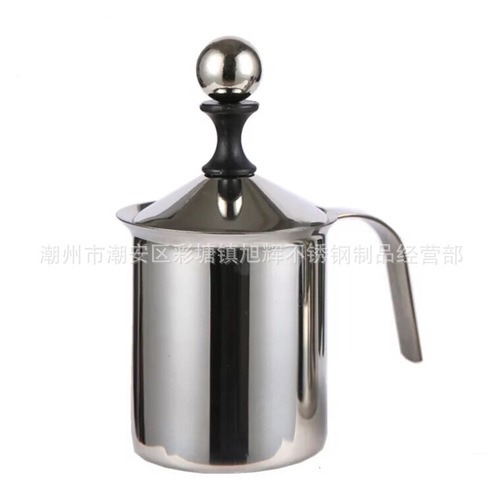 Japanese milk frother 800ml cappuccino Japanese double filter manual milk frother stainless steel coffee utensil