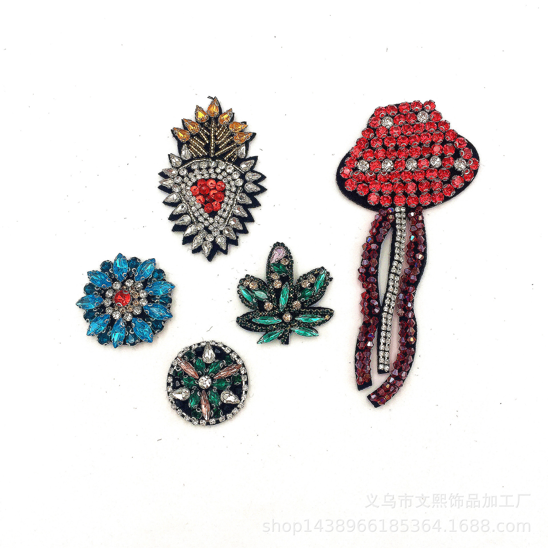 厂家供应钉珠布贴DIY水晶钻缝章鱼叶子 服装包包辅料配饰补丁