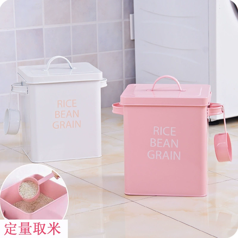 Ведро для хранения зерна домашних животных утолщенный железный ящик для хранения ведро для стирального порошка ведро для лапши домашнее хранилище рисовое железное ведро для хранения товаров для дома