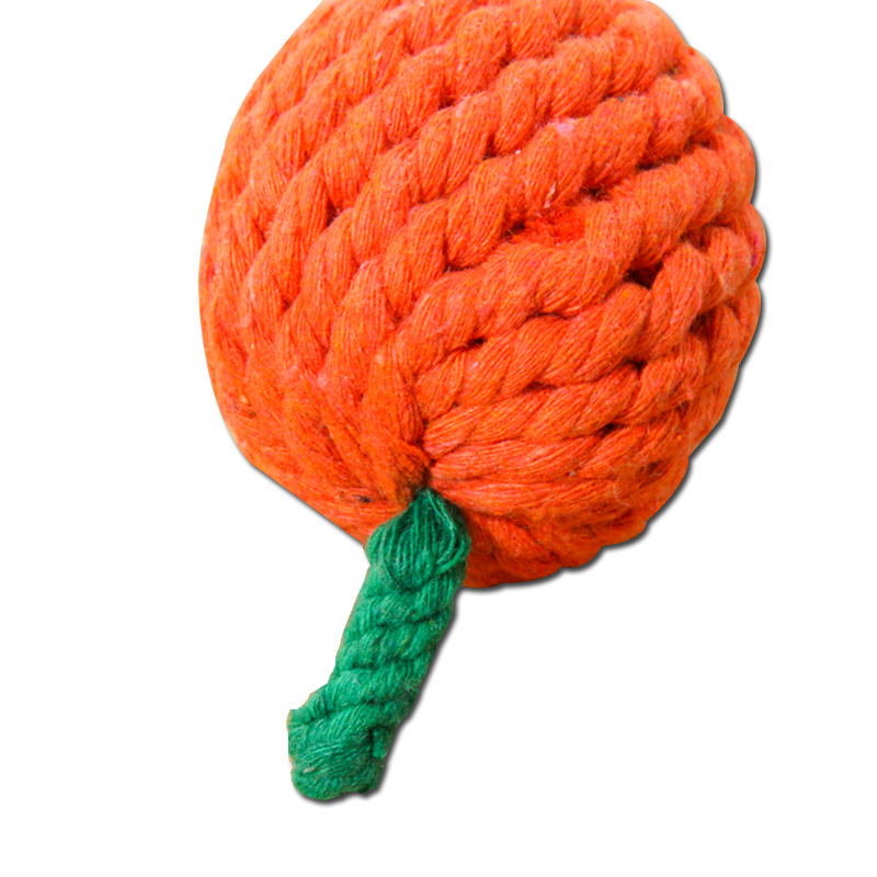Mascota tejida fruta naranja serie nudo juguete en stock al por mayor oso de peluche mascota gato perro juguete