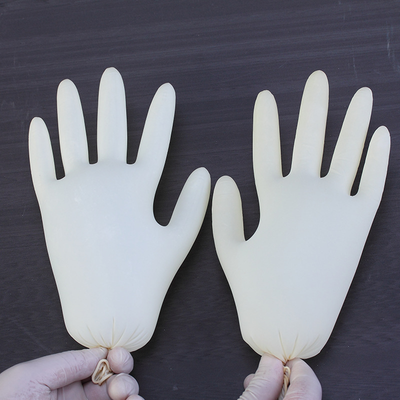 一次性乳胶手套9寸A级无粉防水防滑乳胶手套家用橡胶乳胶手套