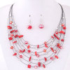 Fashionable crystal, necklace, earrings, set, Korean style, boho style