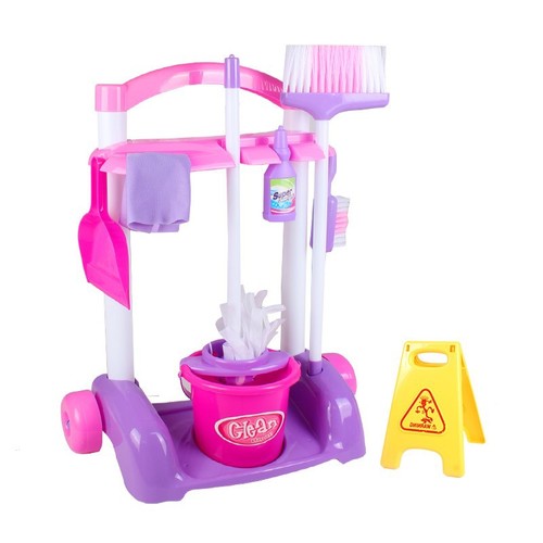 Children's simulation play house cleaning tool set broom mop vacuum cleaner hygiene cleaning toy cart