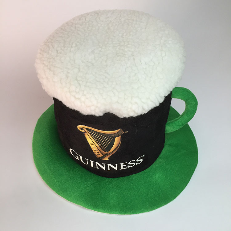 Fábrica personalizada irlandés festival de terciopelo dorado sombrero de tela trébol festival sombrero carnaval fiesta cerveza sombrero LOGO