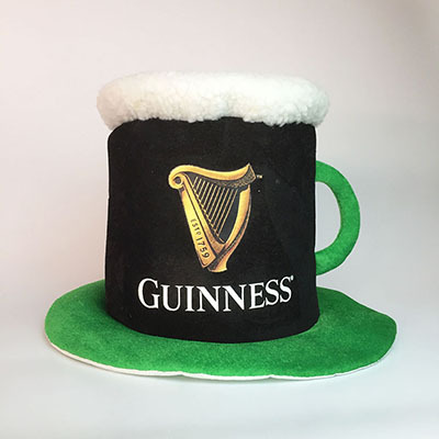 Fábrica personalizada irlandés festival de terciopelo dorado sombrero de tela trébol festival sombrero carnaval fiesta cerveza sombrero LOGO