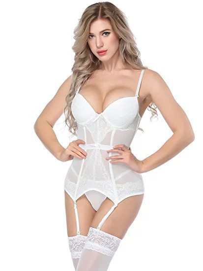 Кружевной корсет-боди, женское sexy нижнее белье, подвязанный прозрачный европейский стиль, размеры S–XXL