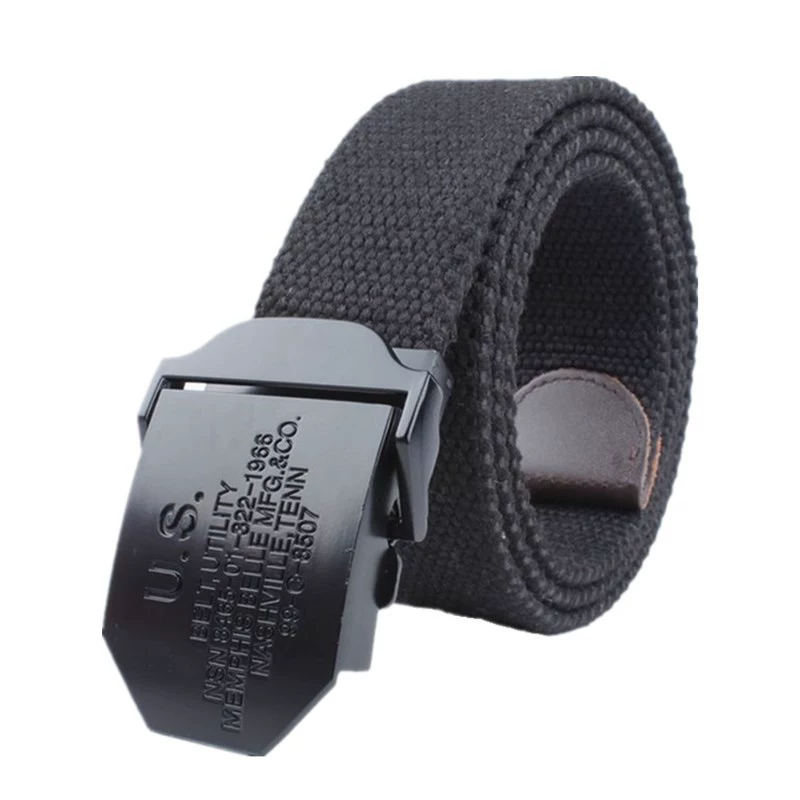 Men's black cloth woven travel adjustable belt