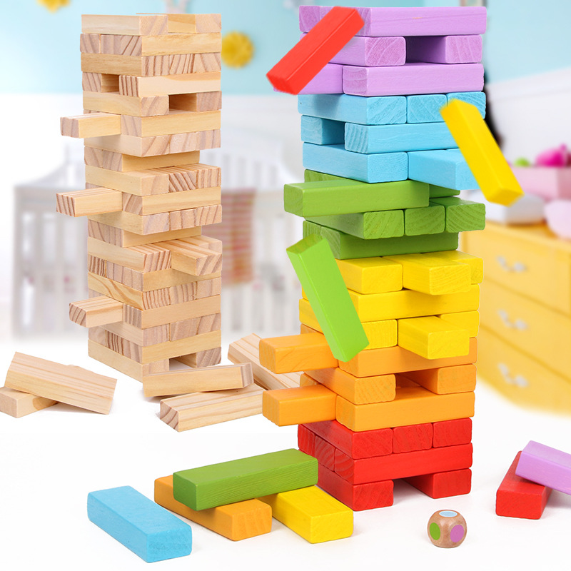 Wooden Children's Adult Castle Building Colorful Building Blocks Stacked High Puzzle Understanding Kindergarten Early Education Toys Wholesale