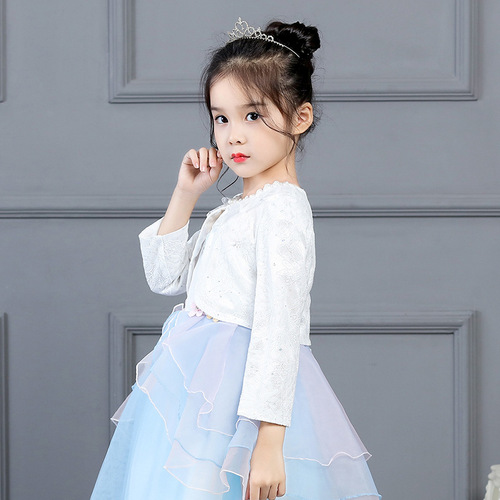 Children's Lace Sparkling Cardigan for Girls (Small, Medium, Large) - Long Sleeve Outerwear, Princess Style Child's Cardigan Overlay Jacket