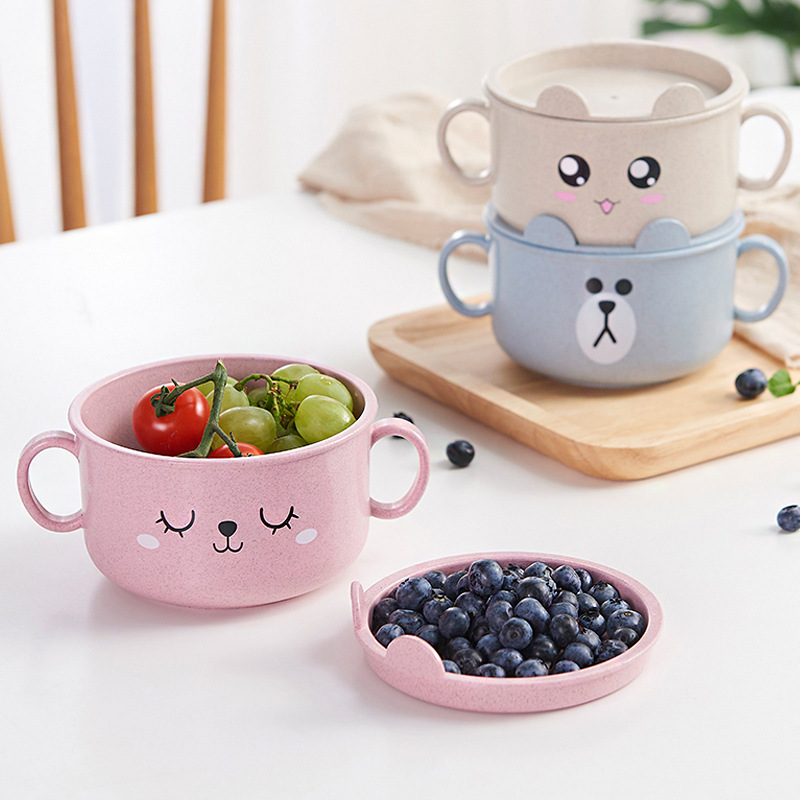 Children's rice rice bowl wheat stir -stained tableware plastic…