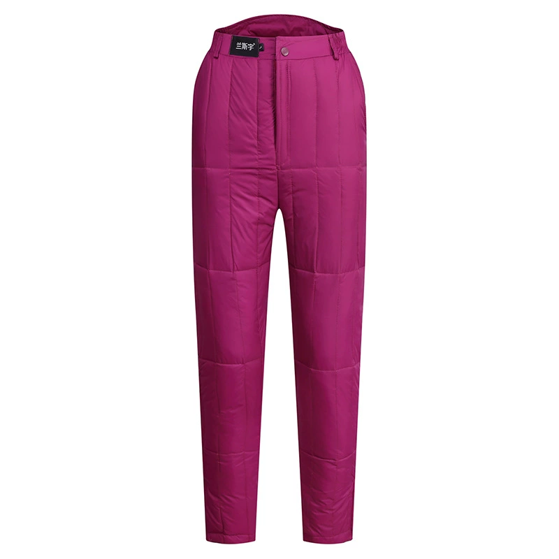 Lansyu Winter Down Trousers for Men & Women, Extra Thick High-Waist Padded Pants for Middle-Aged Comfort