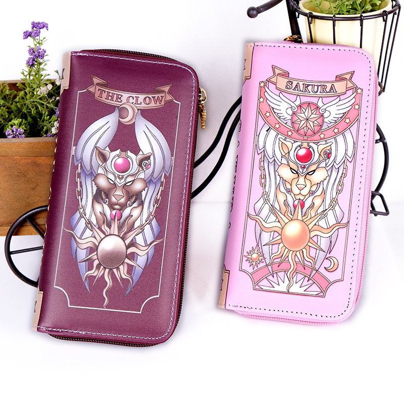 Cardcaptor Sakura Anime Merchandise Clow Card Sakura Card Wallet Pu Leather Colorful Long Zipper Style New Product
