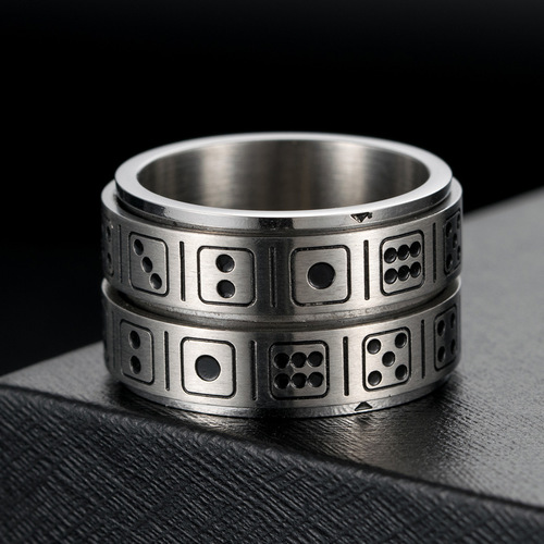 Titanium steel double ring dice rotating ring fun game small props stainless steel niche personality hand accessories wholesale