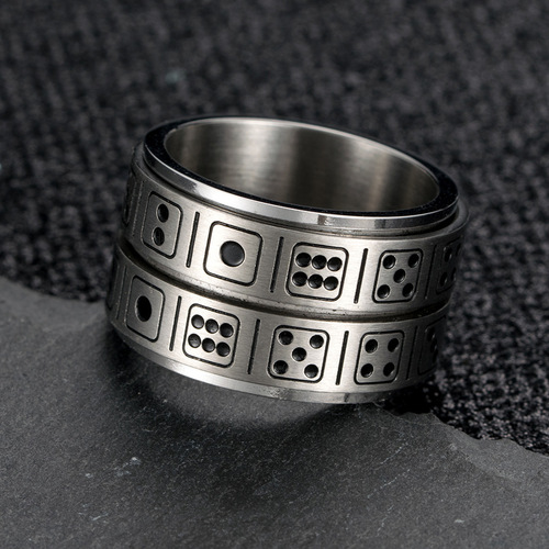Titanium steel double ring dice rotating ring fun game small props stainless steel niche personality hand accessories wholesale