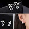 Silver needle, fashionable earrings, crystal earings heart shaped, hair accessory, Korean style, wholesale