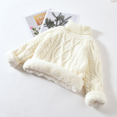 Boys 'sweaters for girls, large, medium and small children, plus velvet thick knitted baby sweaters, warm autumn and winter bottoming shirts