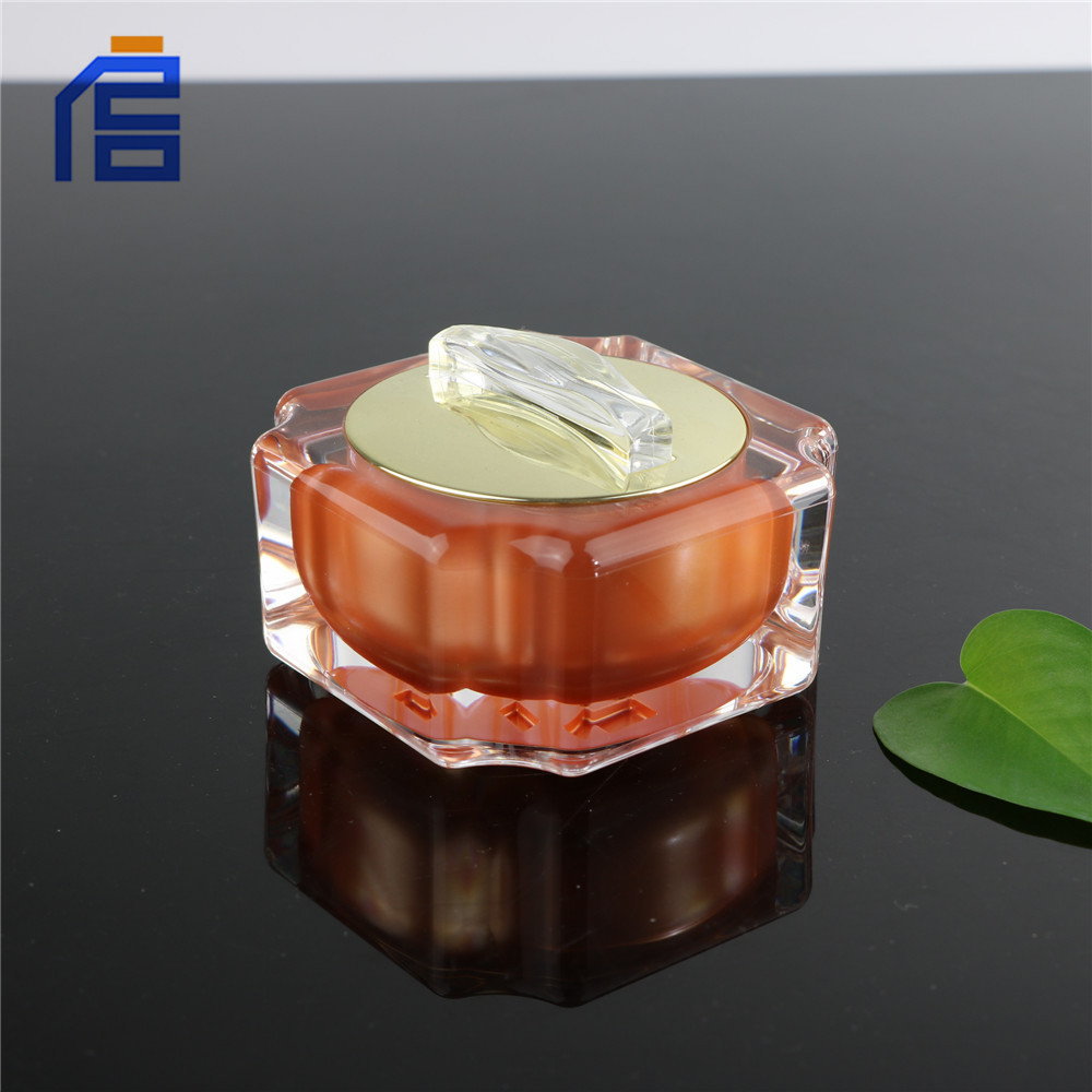 现货供应20g韩版亚克力凹角膏霜瓶 水晶扁圆南瓜瓶四方瓶
