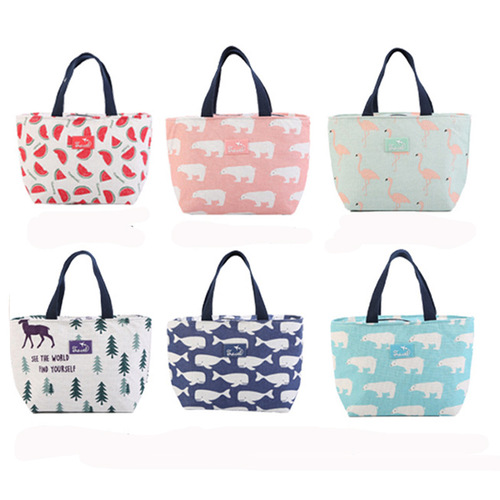 Artistic Cotton Linen Bento Bag Insulated Lunch Bag for Girls Storage Bag Portable Picnic Bag Ice Bag Insulated Rice Container Bag