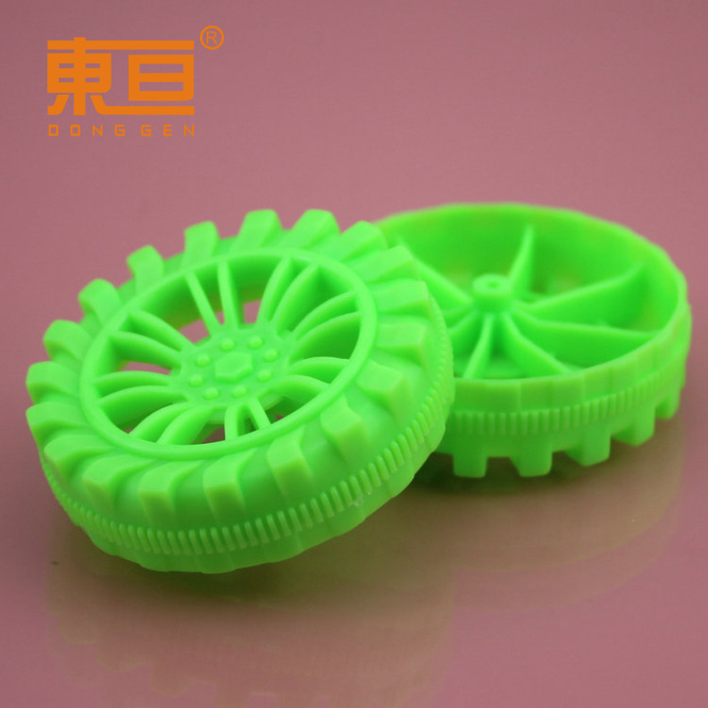 HB502AH粗绿 越野塑轮 塑料车轮 玩具车轮 科技积木零件 内八支撑
