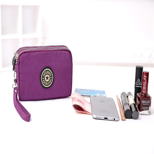 2020 Korean version short three-zipper women's mobile phone bag coin purse key bag middle-aged bag fashionable women's bag