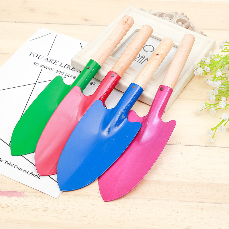 义乌2元店货源五金工具园艺木把花铲园林铲小铁锹尖头铲小铲子