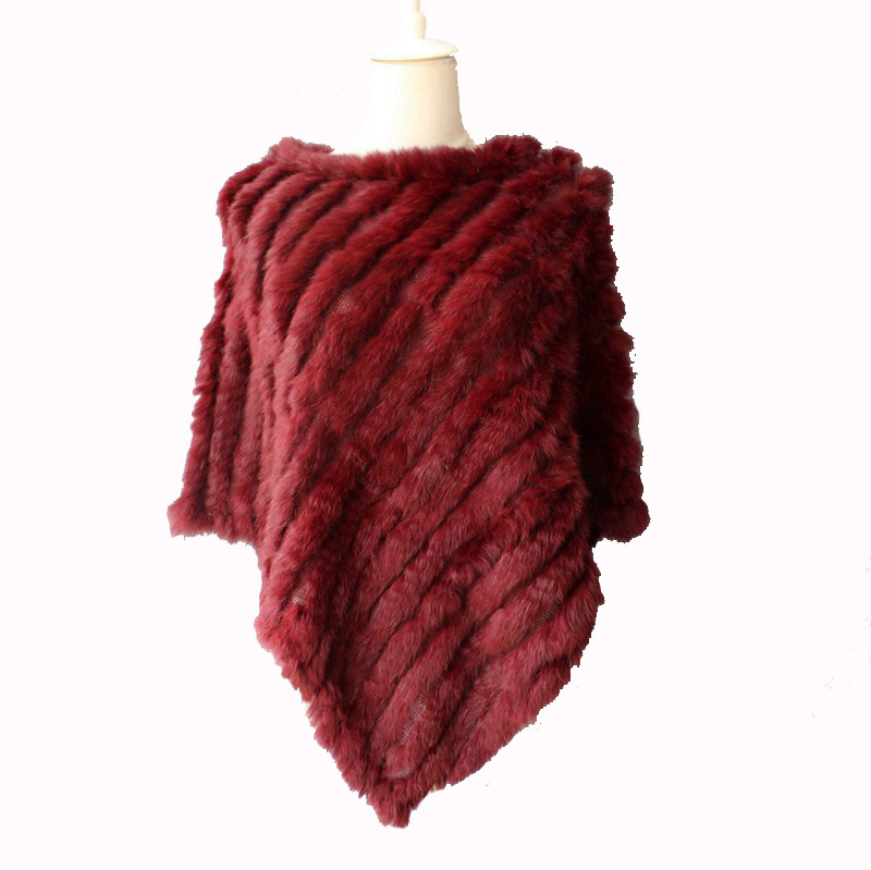 Châle-cape/écharpe en fourrure véritable de lapin tissée pour femme, cache-cou, pull triangulaire en fourrure véritable, commerce extérieur_voghion.com