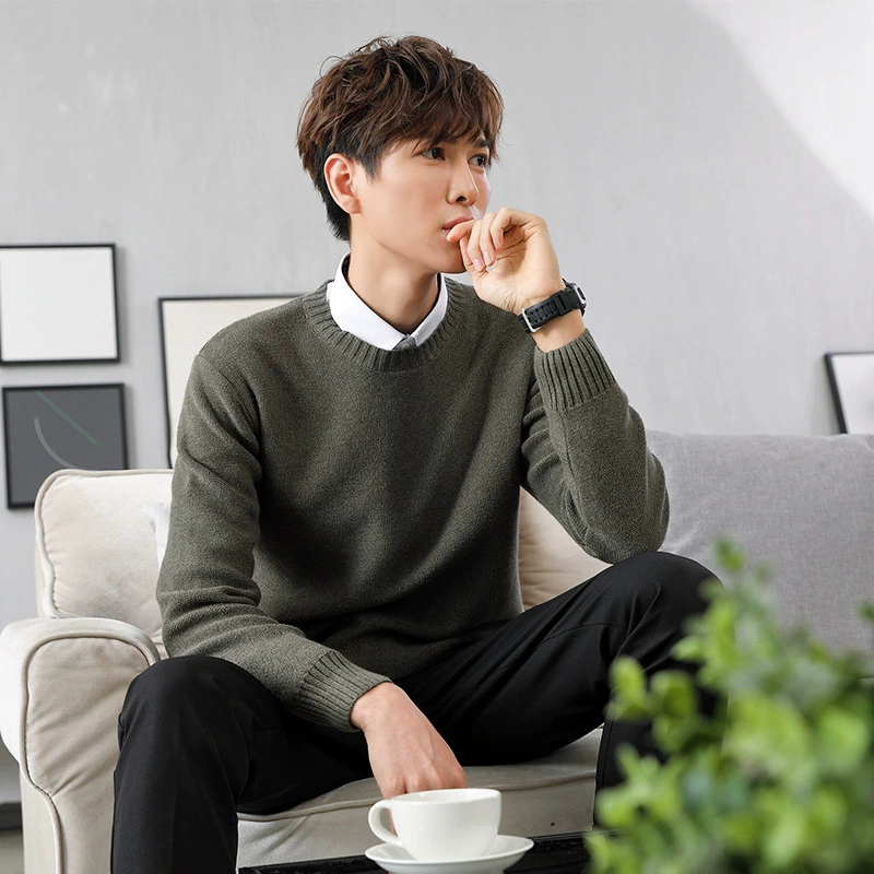 [Распродажа] Осенне-Зимний новый мужской хлопковый свитер, пуловер с круглым вырезом, корейский Тонкий теплый свитер с длинным рукавом для мужчин