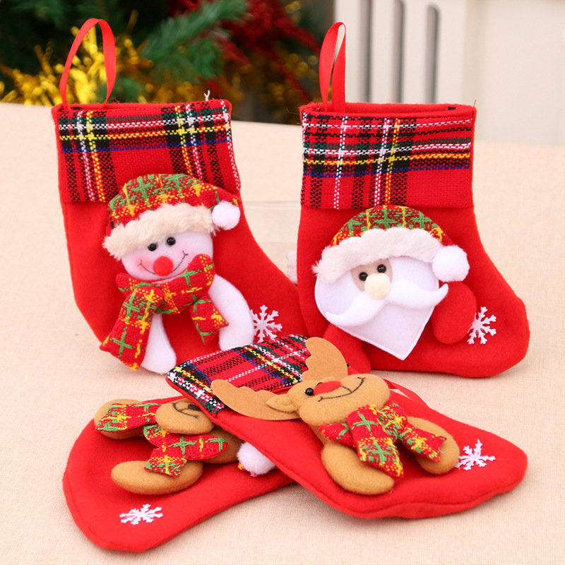 Nuevo rojo Navidad decoración suministros calcetines Navidad árbol colgante Navidad niños regalo bolsa