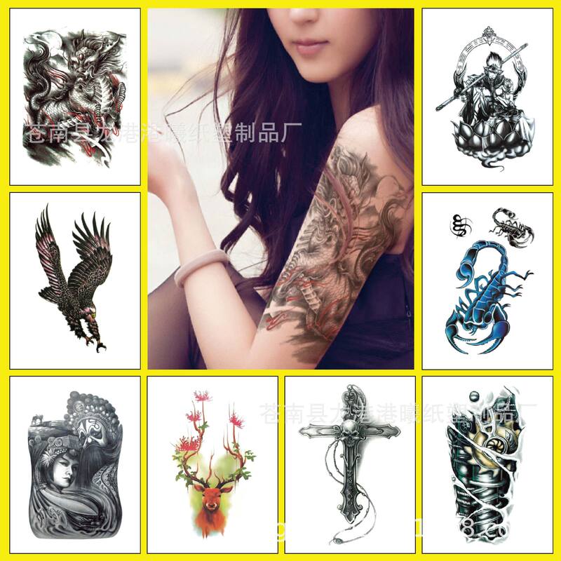 Flower Arm Tattoo Sticker Flower Arm Great Sage Flower Death Cross Tiger Head Wings Song Ji Classical Beauty Rose