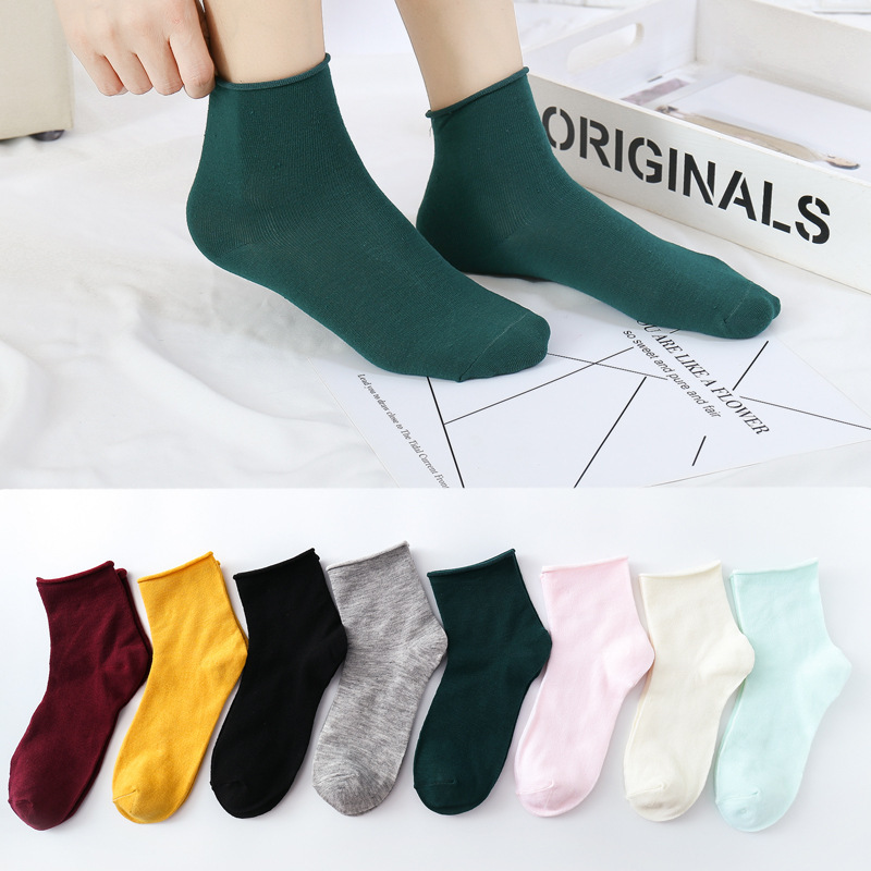 Personality trend socks wholesale candy color curling pile women's socks solid color mid-tube socks color women's low-side stockings