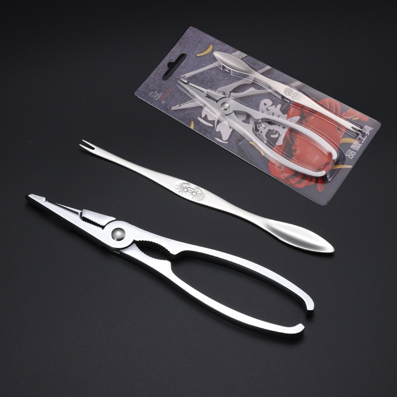 吃蟹工具家用大闸蟹钳螃蟹夹子钳子拆蟹剪套装剥螃蟹神器 蟹八件