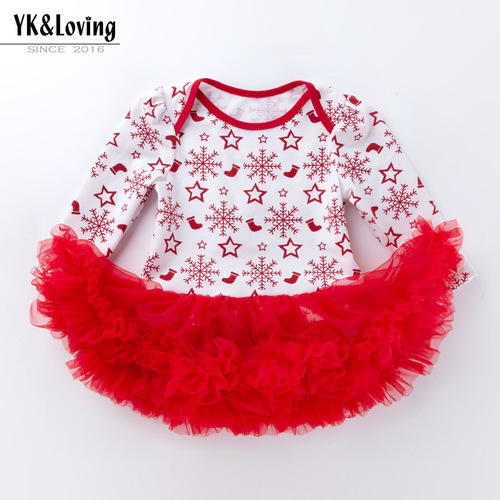 Autumn and Winter Christmas Baby Party Outfit Kids' Dress Cartoon Dress Infant & Toddler Printed Girls' Dress