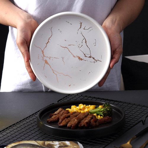 Nordic-style marble plate home ceramic dinner plate Western-style plate steak plate breakfast plate jewelry plate storage tray