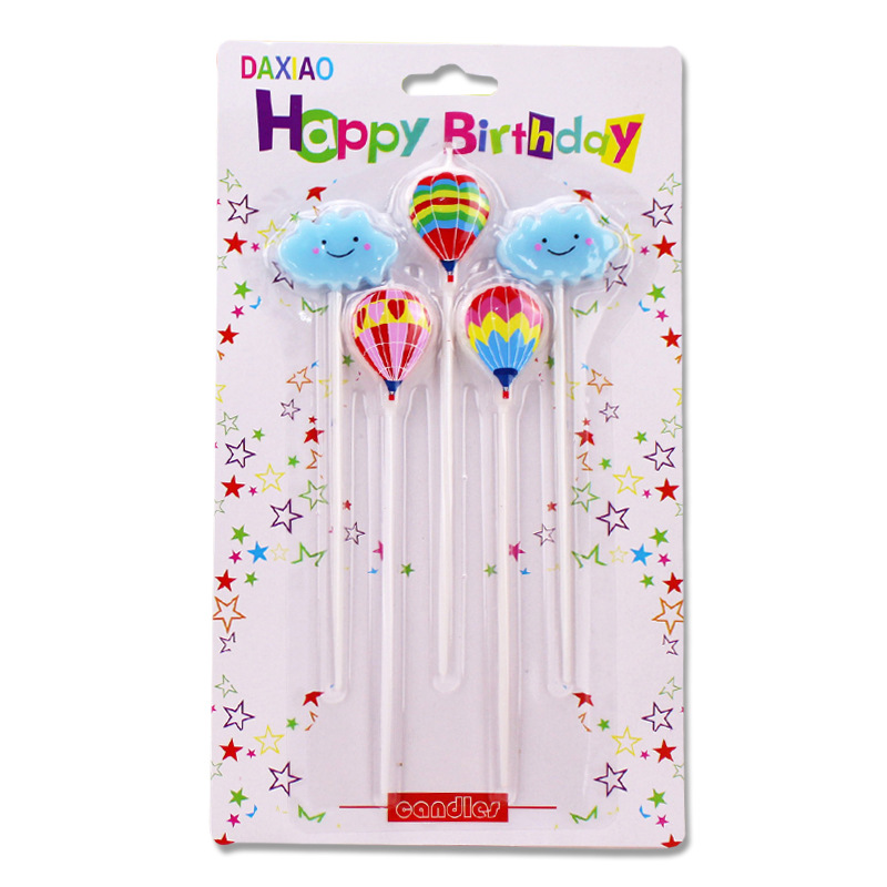 Vela de cumpleaños creativa al por mayor nube globo de aire caliente pastel de hornear dibujos animados Fiesta infantil sin humo vela pequeña
