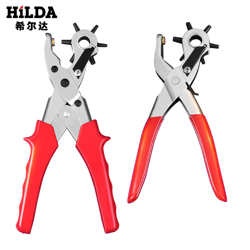 Venta directa de producción Hilda cinturón punzonado alicates cinturón punzonadora punzonado redondo agujero plano pantalones cinturón herramienta de perforación