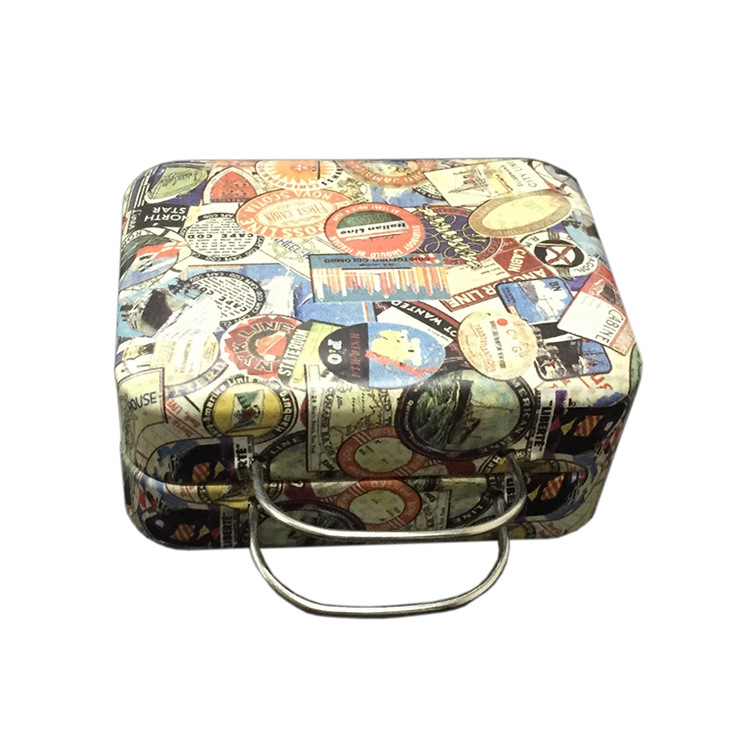 两片收纳工具马口铁盒 创意彩印金属收纳盒 长方迷你儿童手挽罐